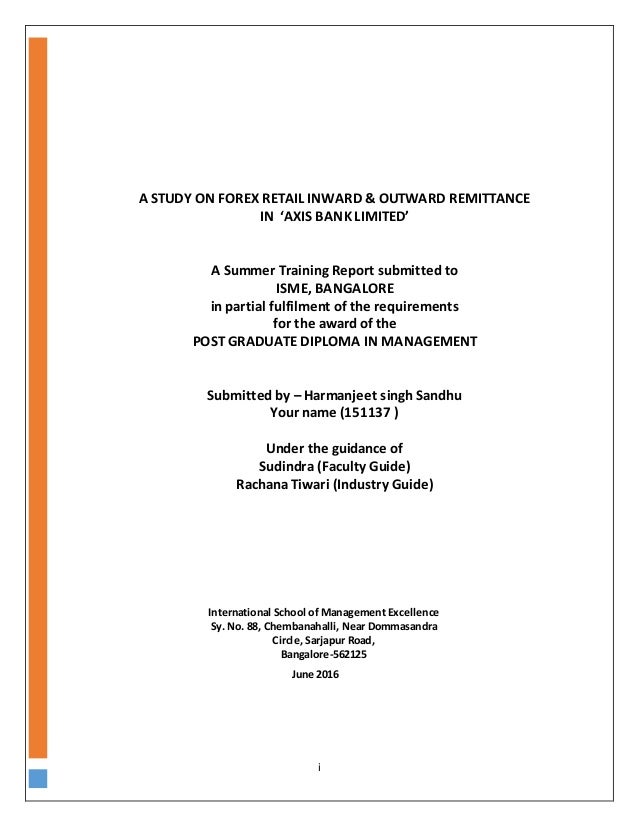 A Study On Retail Inward Outward Remittance In Axis Bank - 